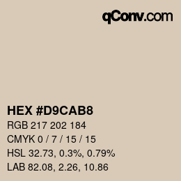 Color code: HEX #D9CAB8 | qconv.com