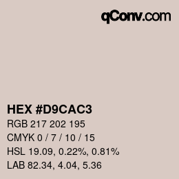 Color code: HEX #D9CAC3 | qconv.com