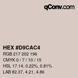 Color code: HEX #D9CAC4 | qconv.com