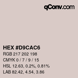 Color code: HEX #D9CAC6 | qconv.com