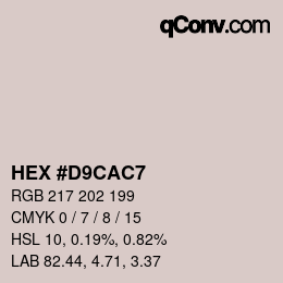Color code: HEX #D9CAC7 | qconv.com