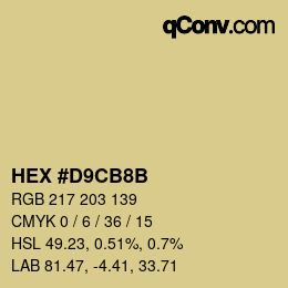 Color code: HEX #D9CB8B | qconv.com