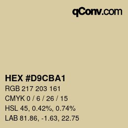 Color code: HEX #D9CBA1 | qconv.com