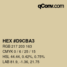 Color code: HEX #D9CBA3 | qconv.com