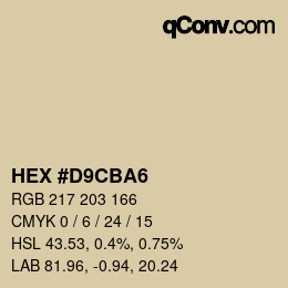 Color code: HEX #D9CBA6 | qconv.com