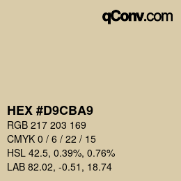 Color code: HEX #D9CBA9 | qconv.com