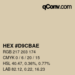 Color code: HEX #D9CBAE | qconv.com