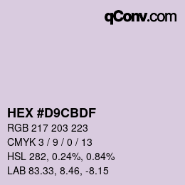 Color code: HEX #D9CBDF | qconv.com