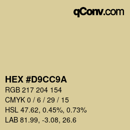 Color code: HEX #D9CC9A | qconv.com