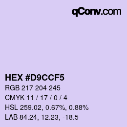 Color code: HEX #D9CCF5 | qconv.com