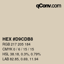 Farbcode: HEX #D9CDB8 | qconv.com