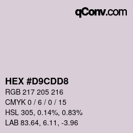Color code: HEX #D9CDD8 | qconv.com