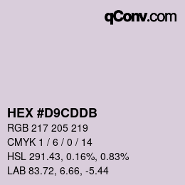 颜色代码: HEX #D9CDDB | qconv.com