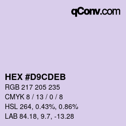 颜色代码: HEX #D9CDEB | qconv.com