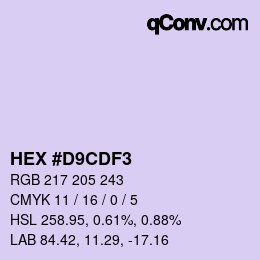 Color code: HEX #D9CDF3 | qconv.com