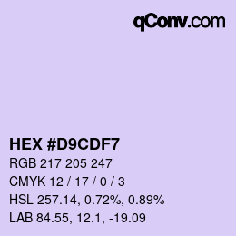 Color code: HEX #D9CDF7 | qconv.com