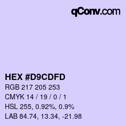 Color code: HEX #D9CDFD | qconv.com