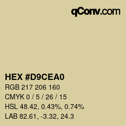 Color code: HEX #D9CEA0 | qconv.com