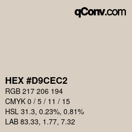 Color code: HEX #D9CEC2 | qconv.com
