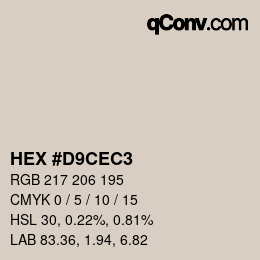 Color code: HEX #D9CEC3 | qconv.com