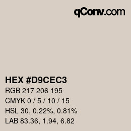 Color code: HEX #D9CEC3 | qconv.com