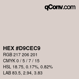 Color code: HEX #D9CEC9 | qconv.com