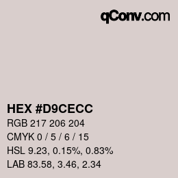 Color code: HEX #D9CECC | qconv.com