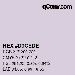 Color code: HEX #D9CEDE | qconv.com