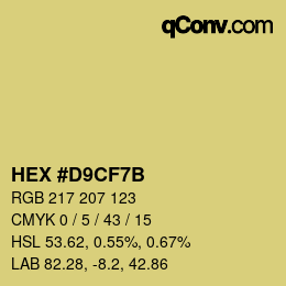 Color code: HEX #D9CF7B | qconv.com