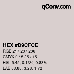 Color code: HEX #D9CFCE | qconv.com