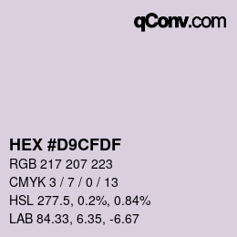 Color code: HEX #D9CFDF | qconv.com