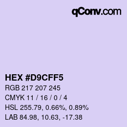 Color code: HEX #D9CFF5 | qconv.com