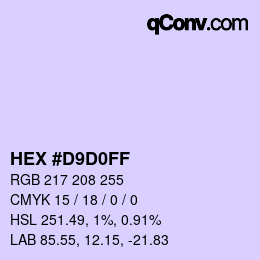 Color code: HEX #D9D0FF | qconv.com
