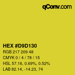 Farbcode: HEX #D9D130 | qconv.com