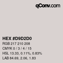 Farbcode: HEX #D9D2D0 | qconv.com