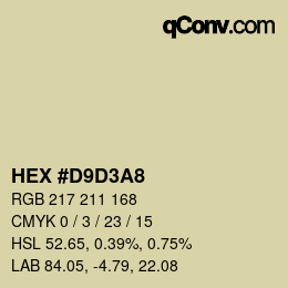 Color code: HEX #D9D3A8 | qconv.com