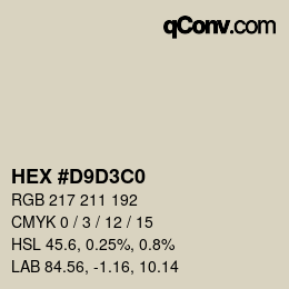 Color code: HEX #D9D3C0 | qconv.com