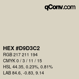 Color code: HEX #D9D3C2 | qconv.com