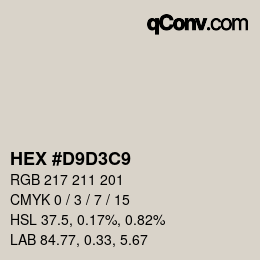 Color code: HEX #D9D3C9 | qconv.com