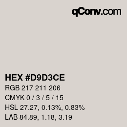 Color code: HEX #D9D3CE | qconv.com