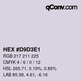 Color code: HEX #D9D3E1 | qconv.com