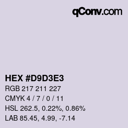 Color code: HEX #D9D3E3 | qconv.com