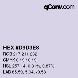 Color code: HEX #D9D3E8 | qconv.com