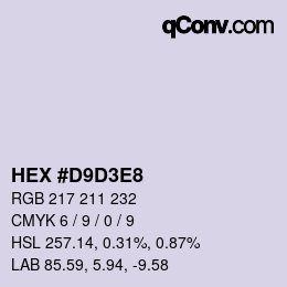 Código de color: HEX #D9D3E8 | qconv.com