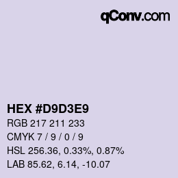Color code: HEX #D9D3E9 | qconv.com