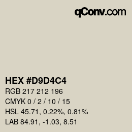 Color code: HEX #D9D4C4 | qconv.com