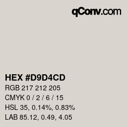 Color code: HEX #D9D4CD | qconv.com