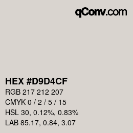 Color code: HEX #D9D4CF | qconv.com