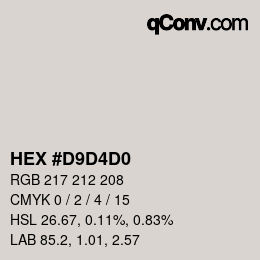 Color code: HEX #D9D4D0 | qconv.com