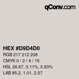 カラーコード: HEX #D9D4D0 | qconv.com
